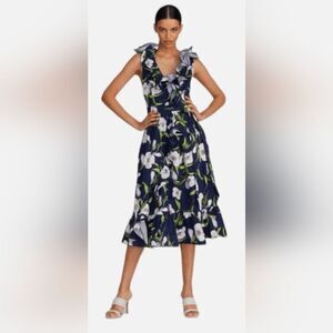 Gabrielle Union Macie Ruffle Wrap Midi Dress Size XXL